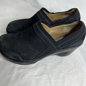 White Mountain Women's Black Leather Comfort Slip On Shoes Low Heel Size 7.5M